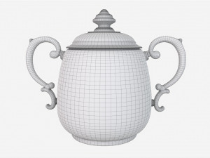 Old Metal Sugar Bowl with Lid 3D Model
