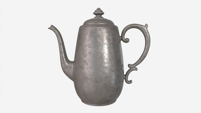 Old Metal Tea and Coffee Pot Model 3D .c4d .max .obj .3ds .fbx .stl .blend 
