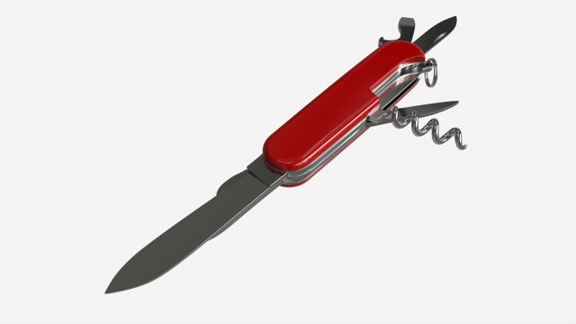 Pocket Knife with Can Opener Unfolded 3D Model .c4d .max .obj .3ds .fbx .stl .blend 