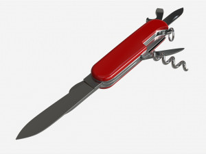 Pocket Knife with Can Opener Unfolded 3D Model
