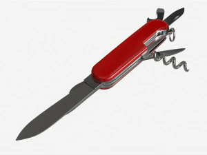 Coltello tascabile con apriscatole aperto Modello 3D