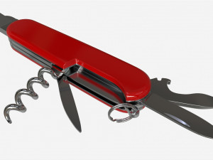Pocket Knife with Can Opener Unfolded 3D Model