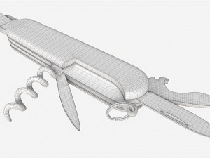 Pocket Knife with Can Opener Unfolded 3D Model