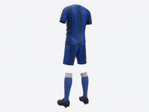 Soccer Uniform with Boots Blue Stripes 3D-Modell