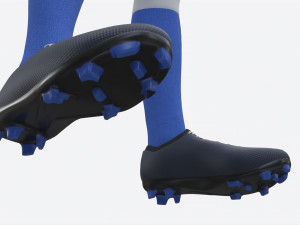 Soccer Uniform with Boots Blue Stripes 3D-Modell