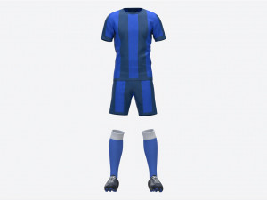 Soccer Uniform with Boots Blue Stripes 3D-Modell