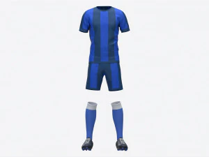Soccer Uniform with Boots Blue Stripes 3D Model