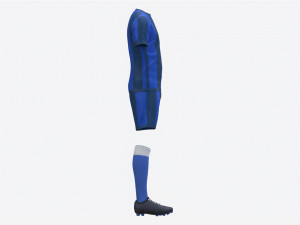 Soccer Uniform with Boots Blue Stripes 3D-Modell