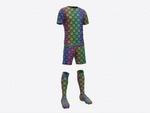 Soccer Uniform with Boots Blue Stripes 3D-Modell