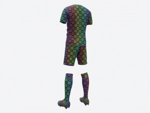Soccer Uniform with Boots Blue Stripes 3D-Modell