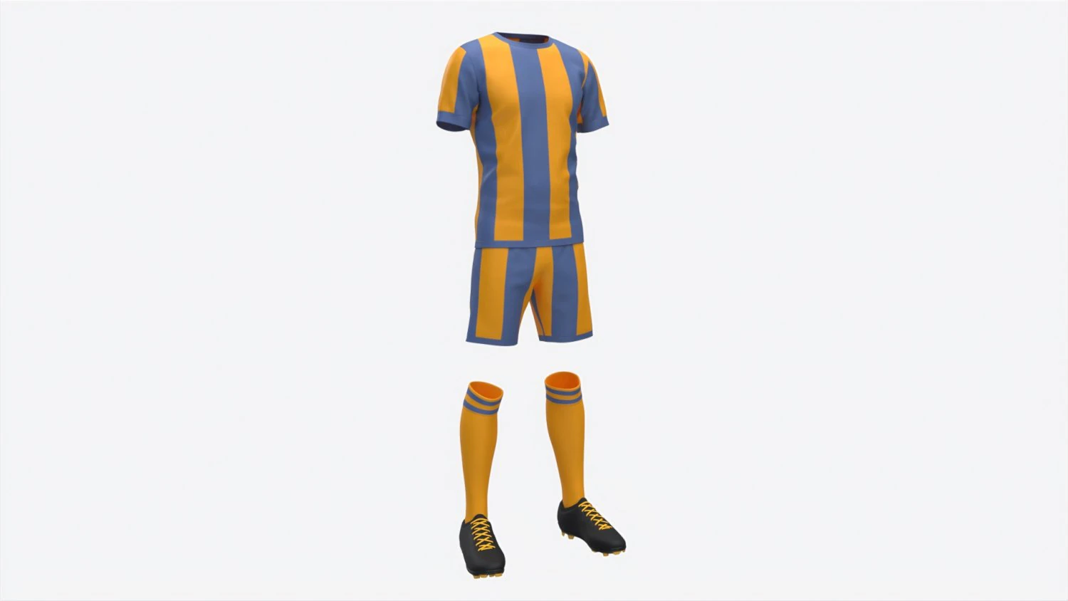 Soccer Uniform with Boots Yellow Stripes 3D Model .c4d .max .obj .3ds .fbx .stl .blend 