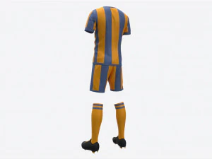 Soccer Uniform with Boots Yellow Stripes 3D Model