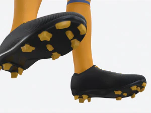 Soccer Uniform with Boots Yellow Stripes 3D Model
