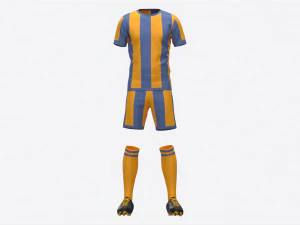 Soccer Uniform with Boots Yellow Stripes 3D Model