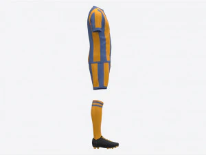 Soccer Uniform with Boots Yellow Stripes 3D Model