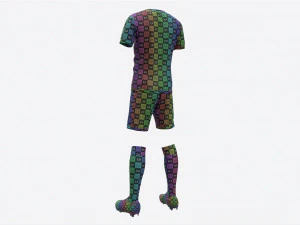 Soccer Uniform with Boots Yellow Stripes 3D Model