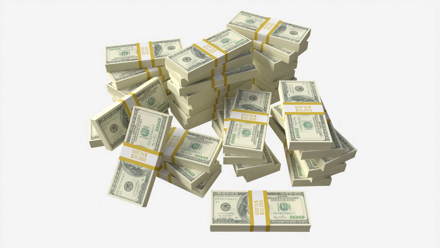 American dollar bundles large set 3D Model .c4d .max .obj .3ds .fbx .stl .blend 
