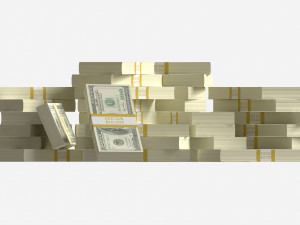 American dollar bundles large set Model 3D
