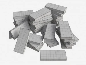 American dollar bundles large set 3D Model