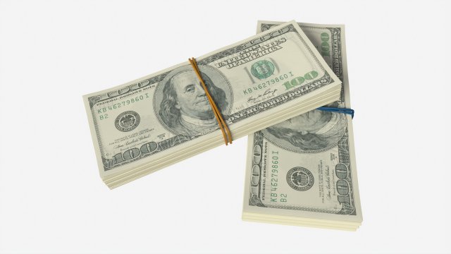 American dollar bundles tied with rubbers Model 3D .c4d .max .obj .3ds .fbx .stl .blend 