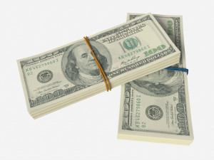 American dollar bundles tied with rubbers 3D Model