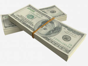 American dollar bundles tied with rubbers 3D Model