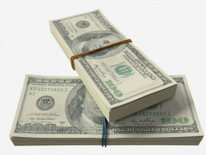 American dollar bundles tied with rubbers Model 3D