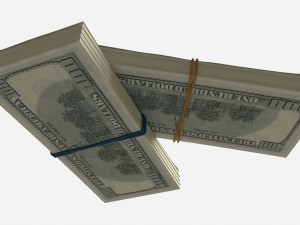 American dollar bundles tied with rubbers Model 3D