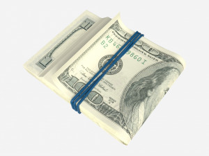 American dollar stack tied with rubber 3D Model