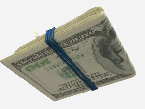 American dollar stack tied with rubber 3D Model
