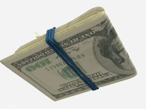 American dollar stack tied with rubber 3D Model