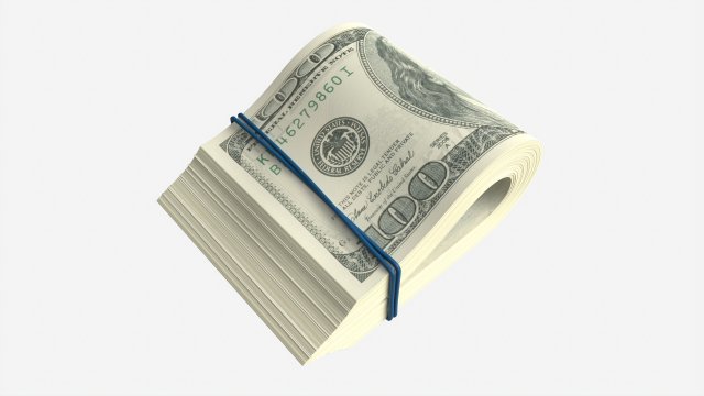 American dollars folded and tied 01 Model 3D .c4d .max .obj .3ds .fbx .stl .blend 