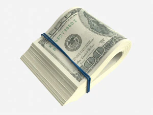 Американські долари складені та зв'язані 01 3D Модель