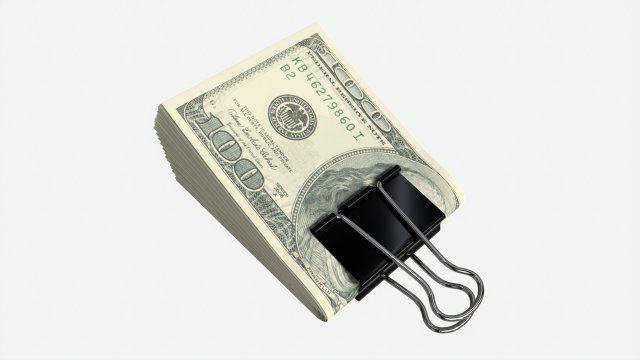 American dollars folded with clip 01 3D-Modell .c4d .max .obj .3ds .fbx .stl .blend 