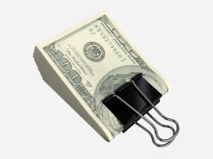 American dollars folded with clip 01 3D Model
