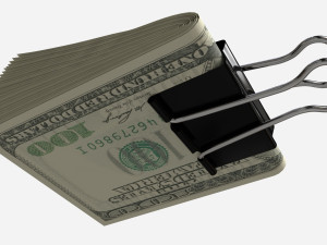 American dollars folded with clip 01 3D-Modell