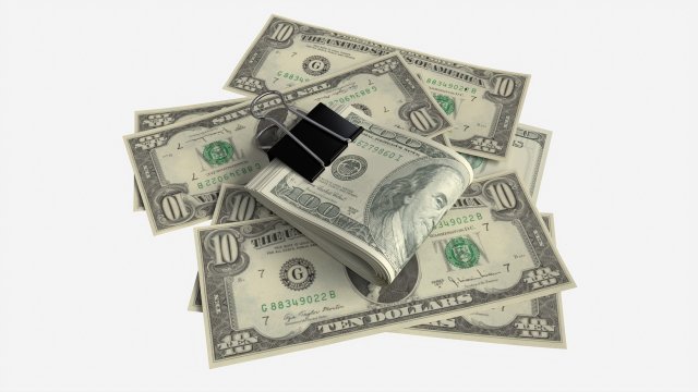 American dollars folded with clip 02 Model 3D .c4d .max .obj .3ds .fbx .stl .blend 