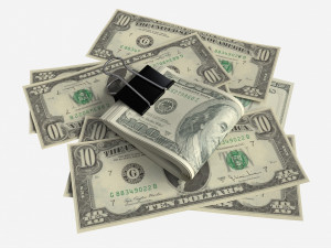 American dollars folded with clip 02 3D Model