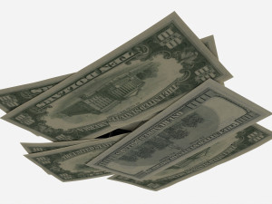 American dollars folded with clip 02 Model 3D