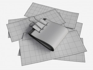 American dollars folded with clip 02 Model 3D