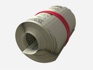 American dollars roll tied with rubbers 3D Model