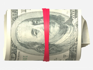 American dollars roll tied with rubbers 3D Model