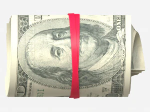 American dollars roll tied with rubbers 3D Model