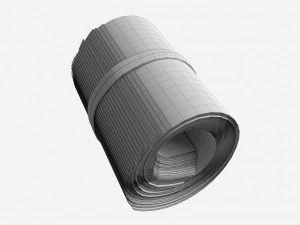 American dollars roll tied with rubbers 3D Model