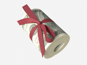 American dollars rolled and tied 3D Model