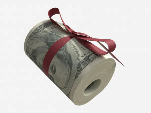 American dollars rolled and tied 3D Model