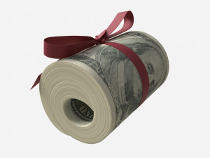 American dollars rolled and tied Modello 3D