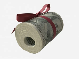 American dollars rolled and tied 3D Model