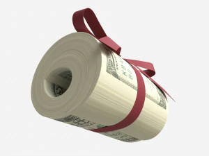 American dollars rolled and tied 3D Model
