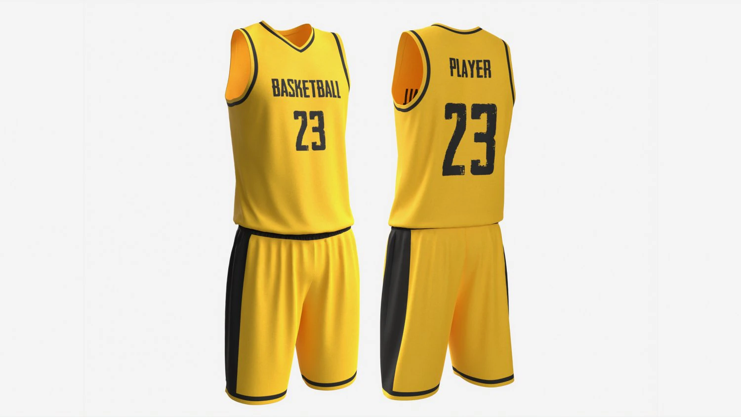 Basketball Uniform Set Yellow 3D Model .c4d .max .obj .3ds .fbx .stl .blend